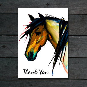Wild Pony   Watercolor Horse Thank You Card