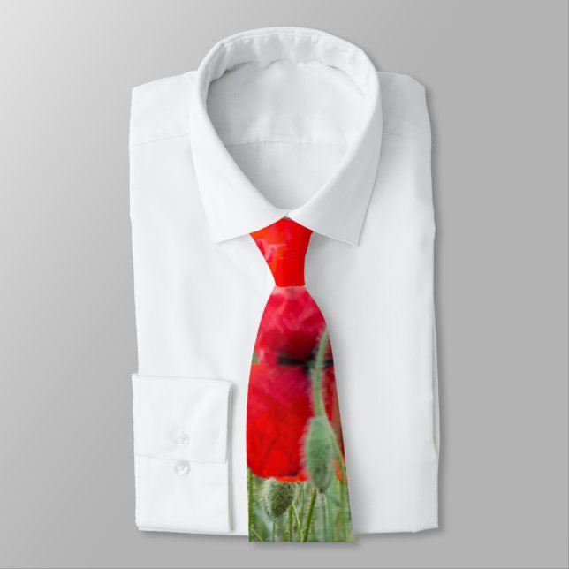 Wild poppies neck tie (Tied)