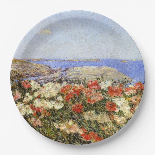 Wild Poppies on the Isles of Shoals Paper Plates (Front)