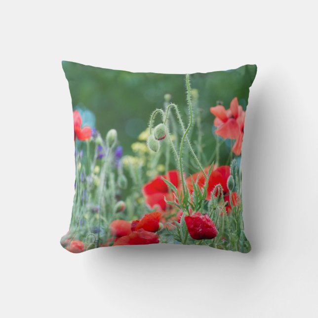 Wild poppies throw pillow (Front)