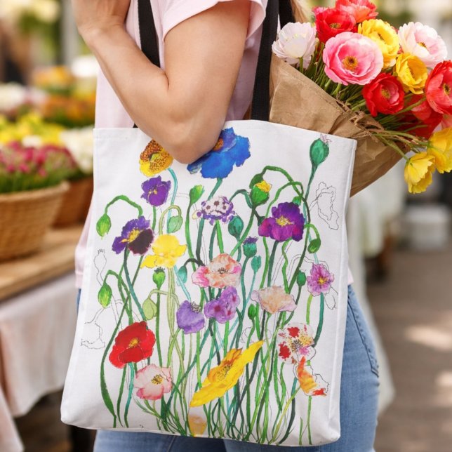 wild poppies tote bag (Creator Uploaded)