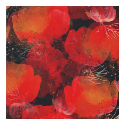 Wild Poppies Watercolor Digital Drawing Faux Canvas Print