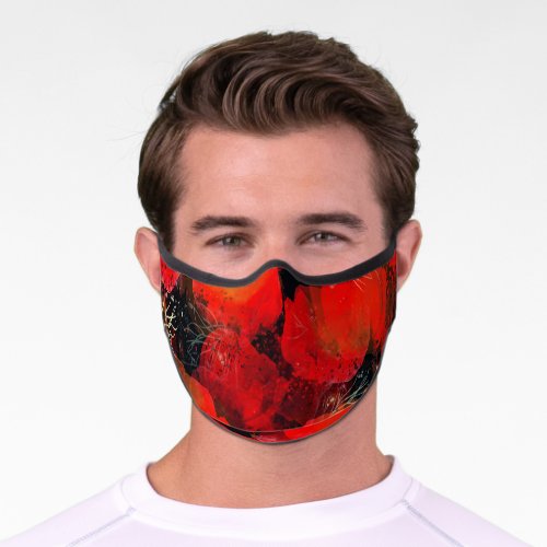 Wild Poppies Watercolor Digital Drawing Premium Face Mask