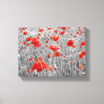 Wild Poppy Field In Black, White And Red Canvas Print at Zazzle