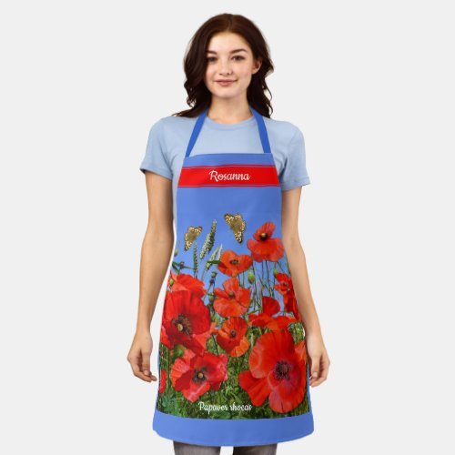 Wild Poppy Field personalized Apron