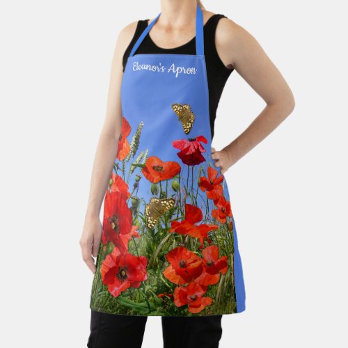 Wild Poppy Field personalized Apron