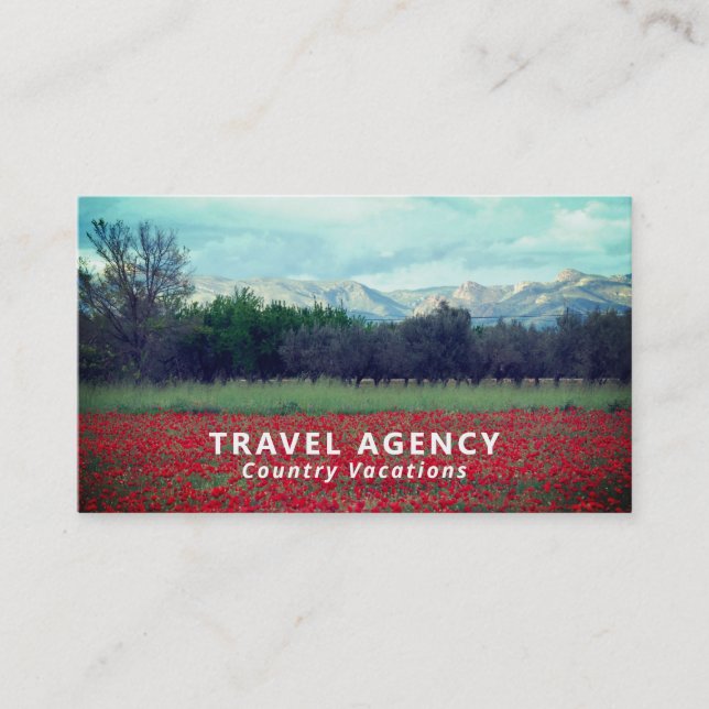 Wild Poppy Field, Travel Agent Business Card (Front)