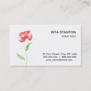 Wild poppy flower business card