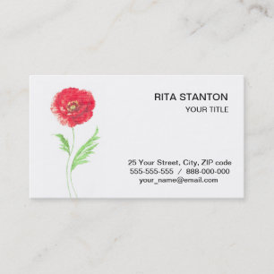 Wild poppy flower business card