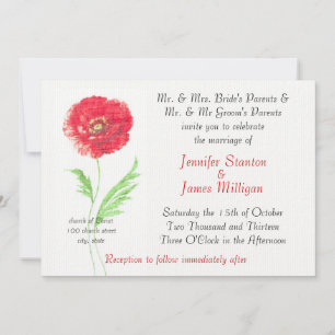 Wild poppy flower invitation