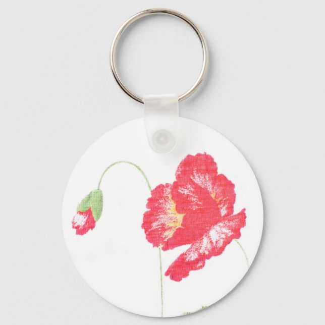 Wild poppy flower keychain (Front)