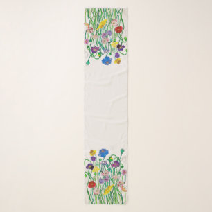 Wild Poppy Long (182cm/76in) white chiffon scarf