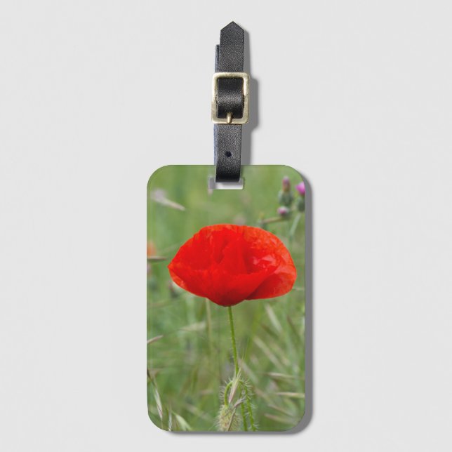Wild poppy luggage tag (Front Vertical)