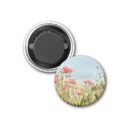 Wild poppy meadow art magnet