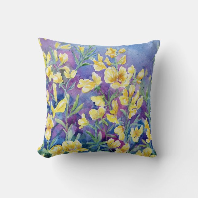 "Wild Prairie Sweet Peas" Throw Pillow (Front)