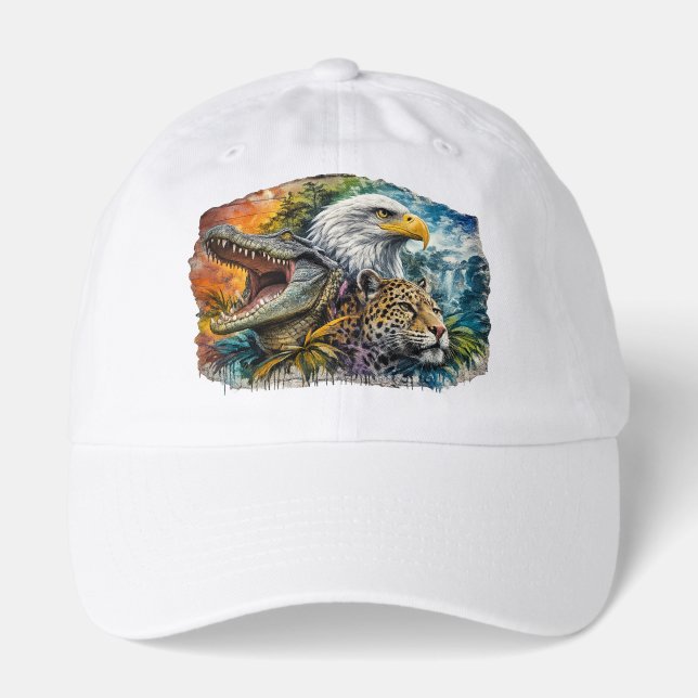  Wild Predators Artistic Collage - Eagle, Leopard, Hat (Front)