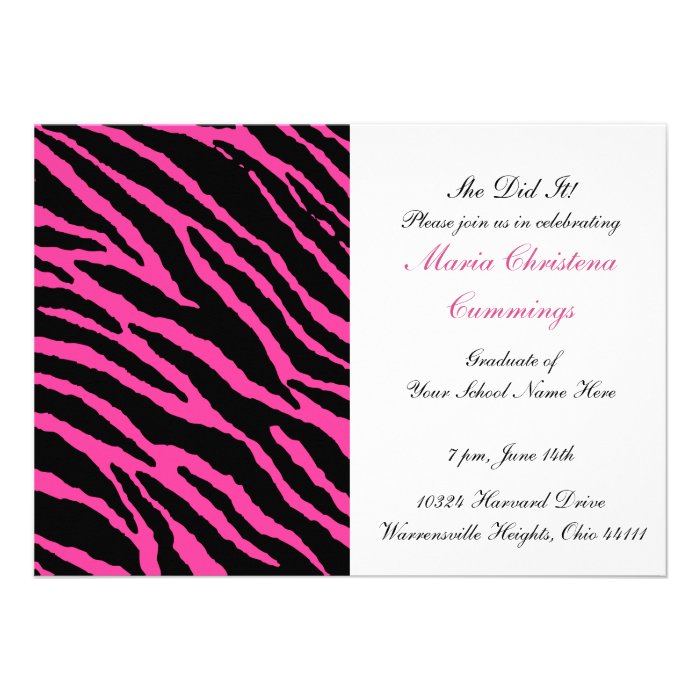 Wild Print Graduation Invitation (Pink)