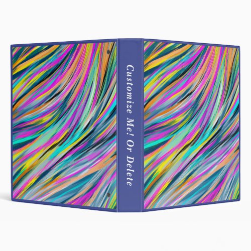 Wild Psychedelic Abstract Stripe Pattern Design 3 Ring Binder