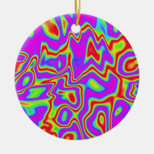 Wild Psychedelic Liquid Colors Ceramic Ornament