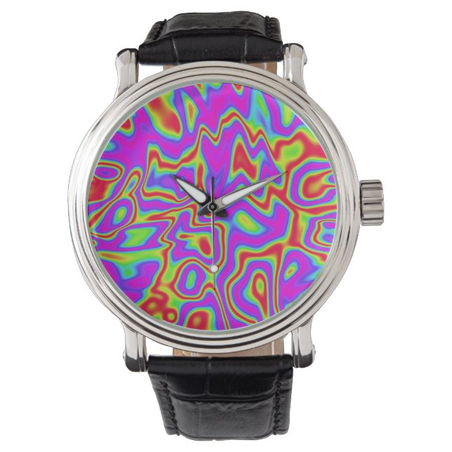 Wild Psychedelic Liquid Colors Watch (Front)