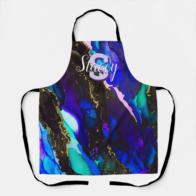 Wild Purple Alcohol Ink All-Over Print Apron (Front)