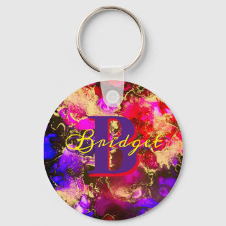 Wild Purple and Fuscia Alcohol Ink Keychain