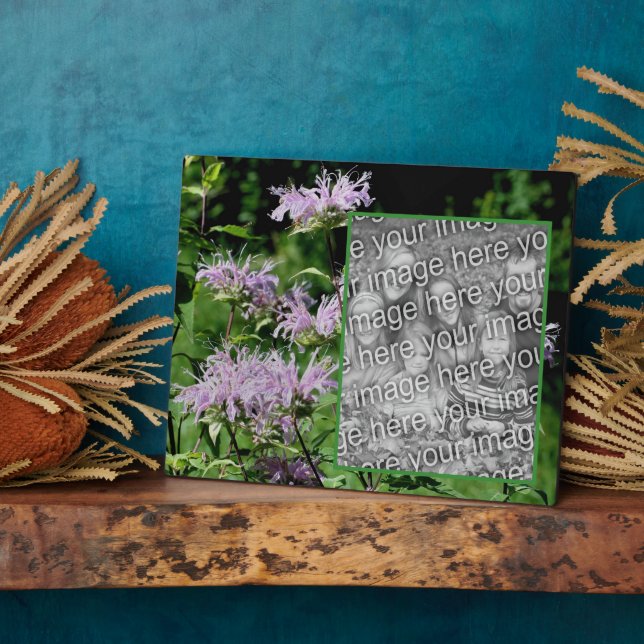 Wild Purple Bee Balm Add Your Own Photo Plaque (Side)