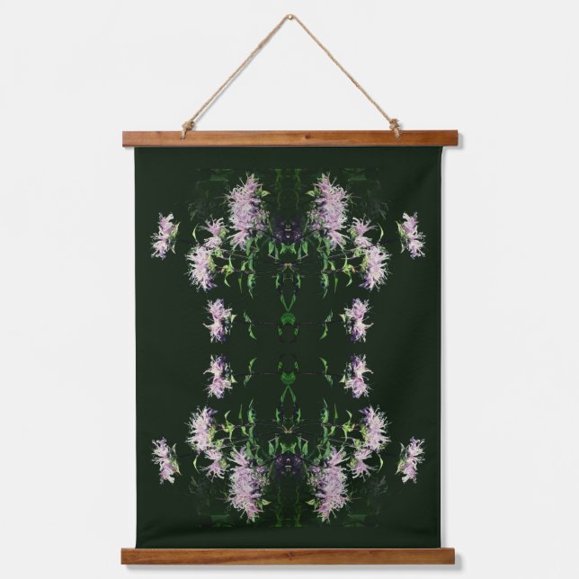 Wild Purple Bee Balm Floral Abstract  Hanging Tapestry (Front)