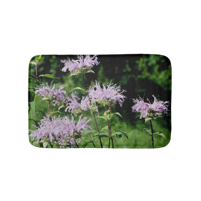 Wild Purple Bee Balm Flower  Bath Mat (Front)