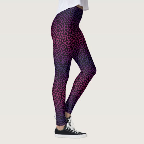 Wild Purple Leopard Print Fur Pattern Leggings