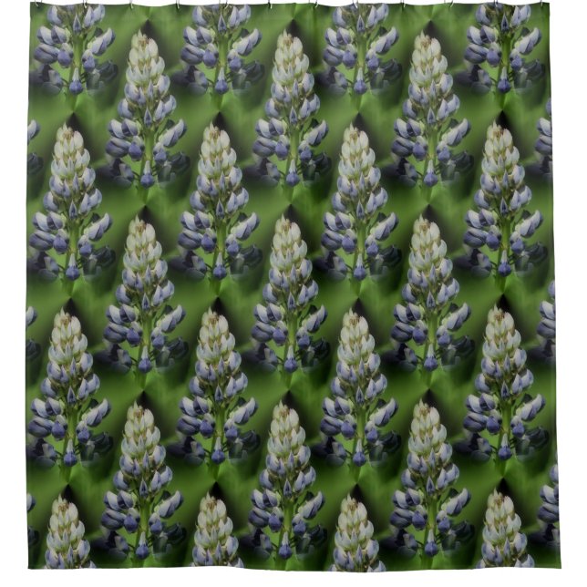 Wild Purple Lupine Flower Pattern Shower Curtain (Front)