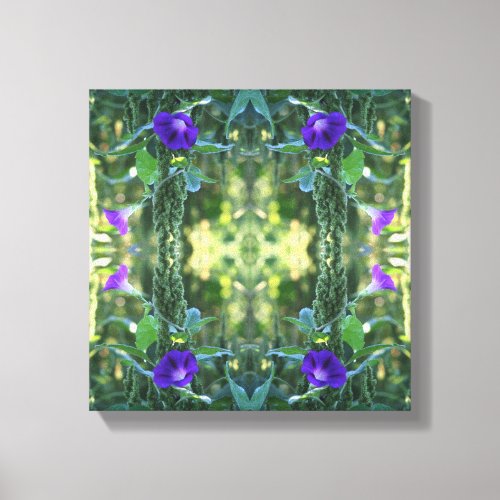 Wild Purple Morning Glory Flowers Abstract Canvas Print