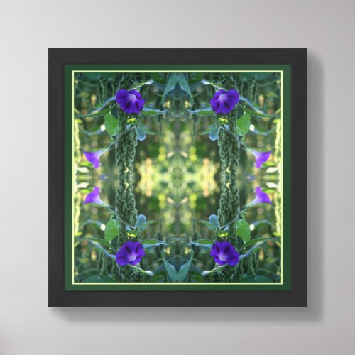 Wild Purple Morning Glory Flowers Abstract Framed Art