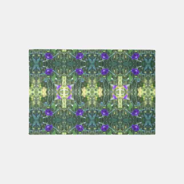 Wild Purple Morning Glory Flowers Abstract Rug (Front)