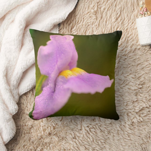 Wild Purple Orchid Flower Dewdrops Throw Pillow (Blanket)
