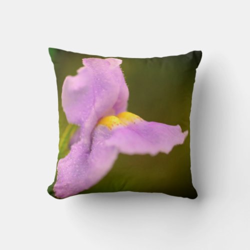 Wild Purple Orchid Flower Dewdrops Throw Pillow