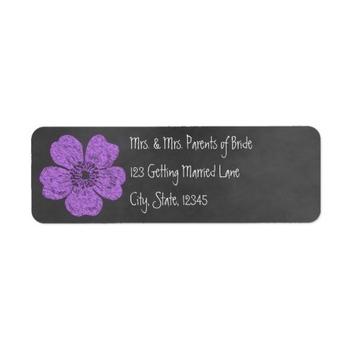 Wild Purple Roses Chalkboard Avery Label