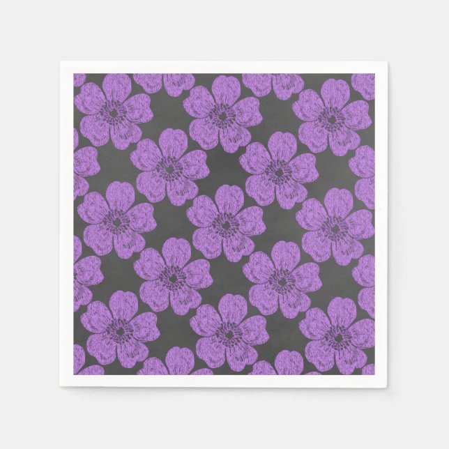 Wild Purple Roses Chalkboard Napkins (Front)