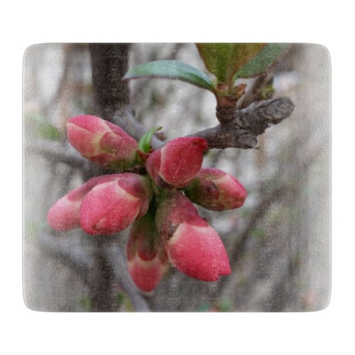 wild quince blooming cutting board