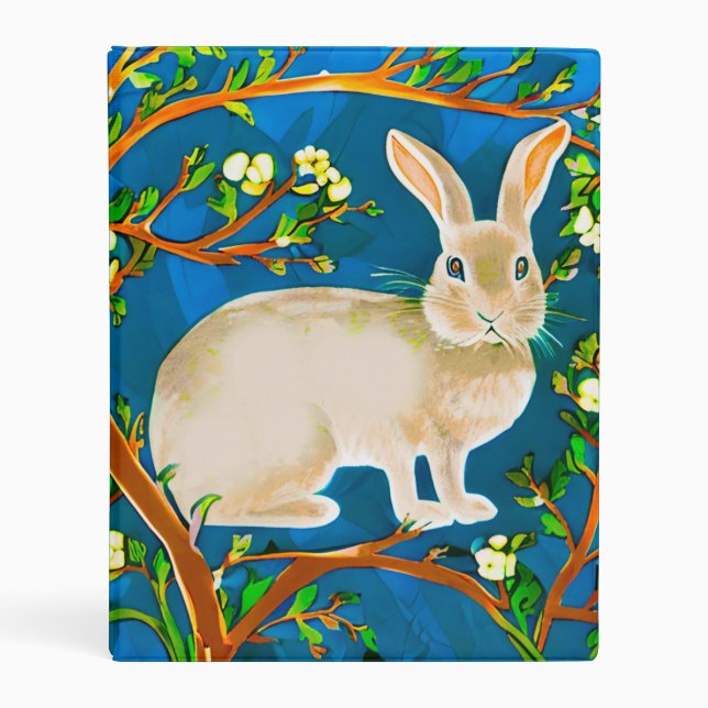 Wild Rabbit and Flowering Branches Mini Binder (Front)
