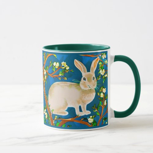 Wild Rabbit and Flowering Branches Mug