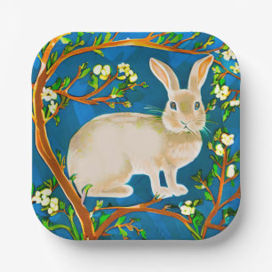 Wild Rabbit and Flowering Branches Paper Plates