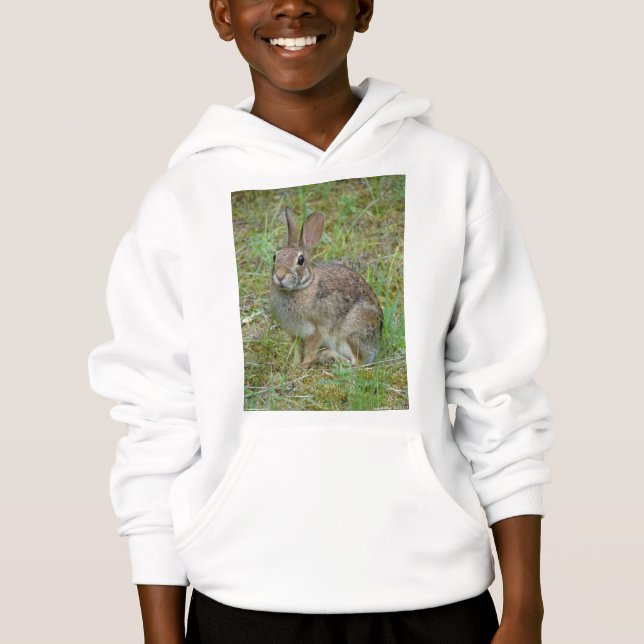 Wild Rabbit Eastern Cottontail Apparel and Gifts Hoodie (Front)