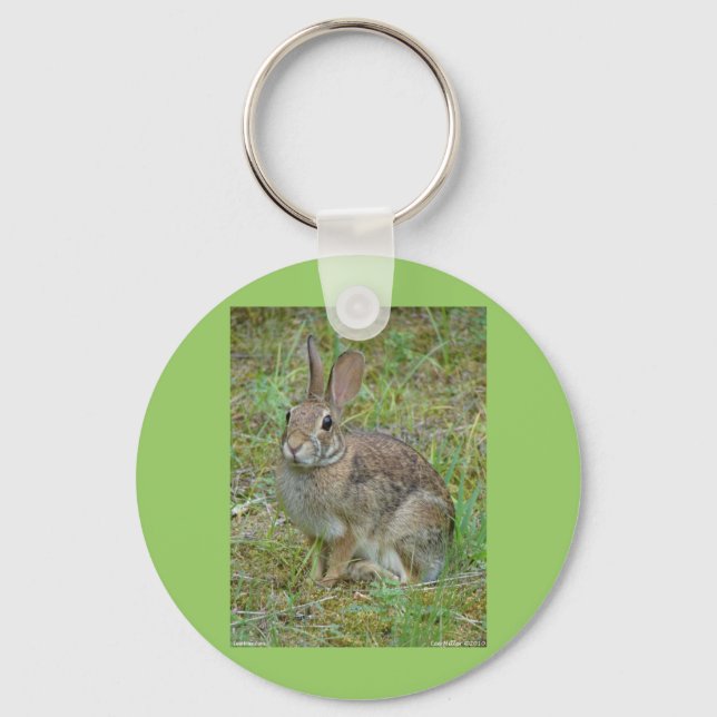 Wild Rabbit Eastern Cottontail Apparel and Gifts Keychain (Front)