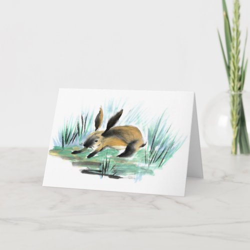 Wild Rabbit  Sumi_e Holiday Card