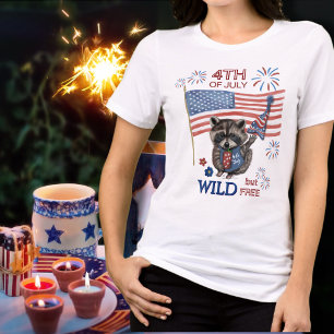 Wild Raccoon Girl 4th of July T-Shirt Tri-Blend Shirt