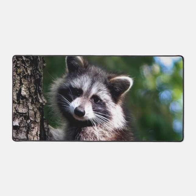 Wild Raccoon in the Jungle Desk Mat (Front)