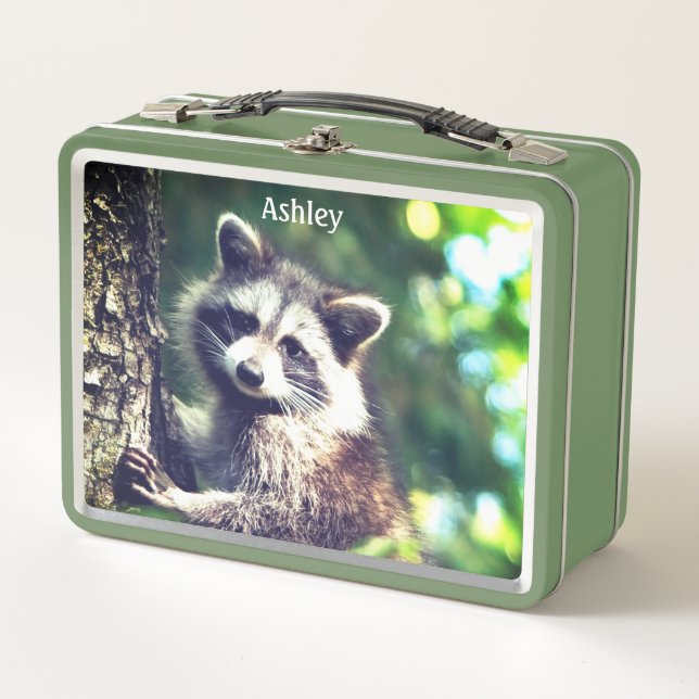 Wild Raccoon on the Jungle Metal Lunch Box (Front)