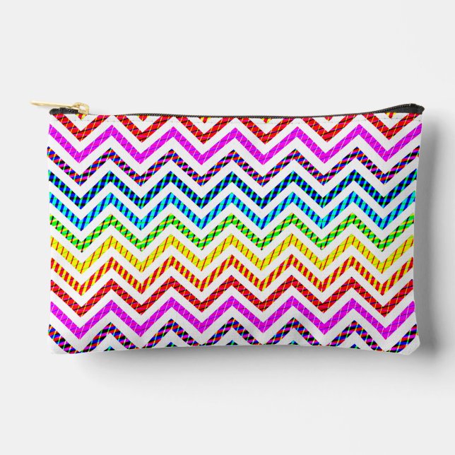 Wild Rainbow Chevron Pattern Accessory Pouch (Front)