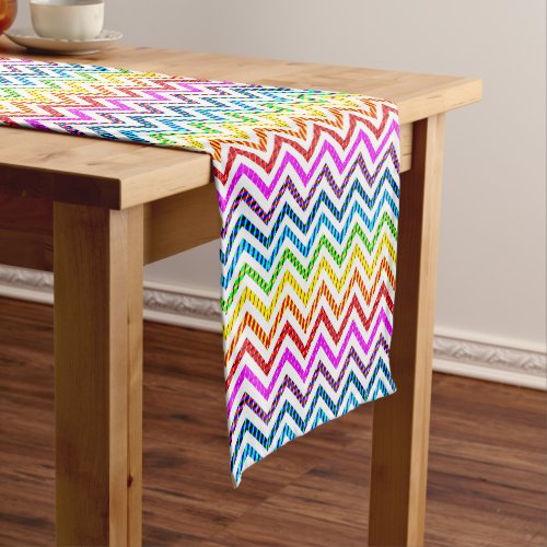 Wild Rainbow Chevron Pattern Short Table Runner